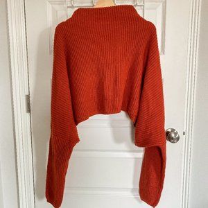Orange-Red Dolman Sleeve Knit Sweater